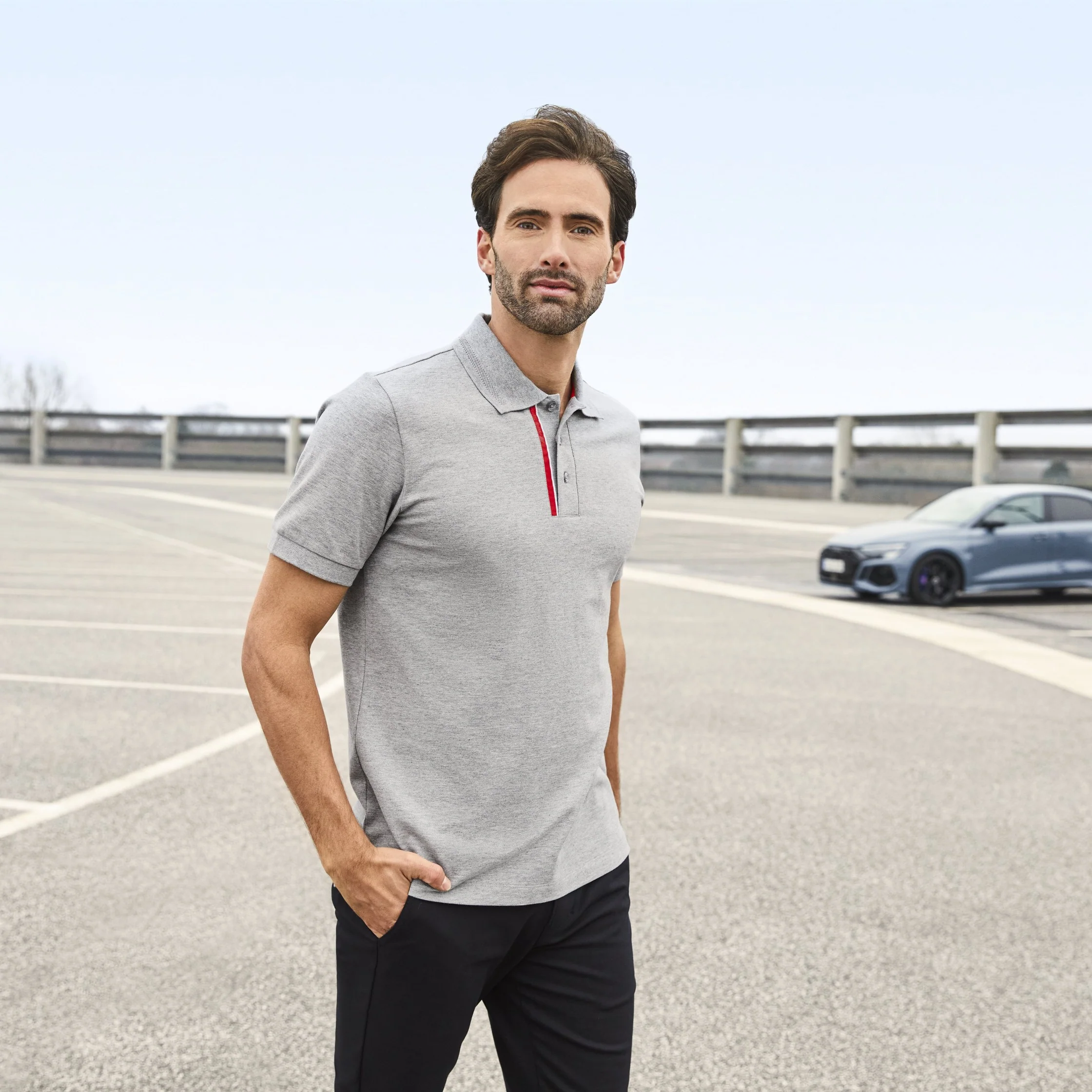 Audi Sport Polo shirt, mens, grey - Image 3