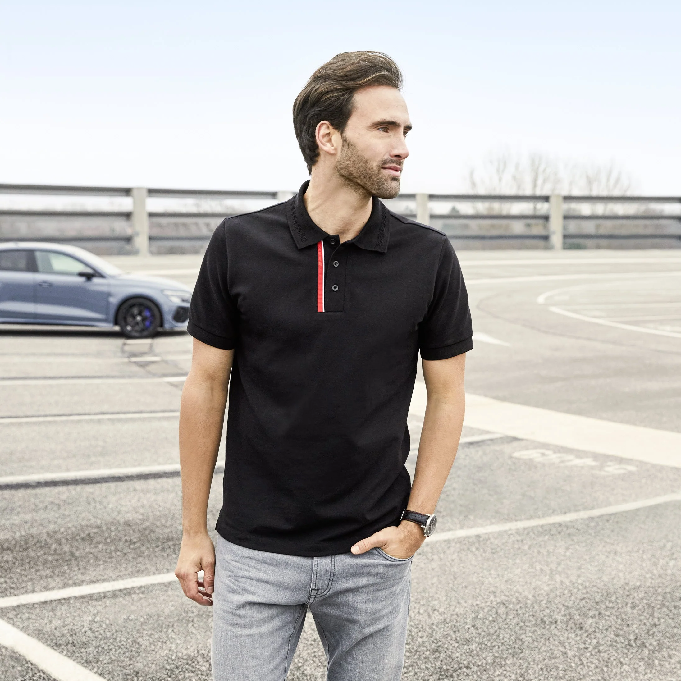 Audi Sport Polo shirt, mens, black SM - Image 5