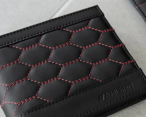 Audi Sport wallet leather, mens, black-red - Image 3